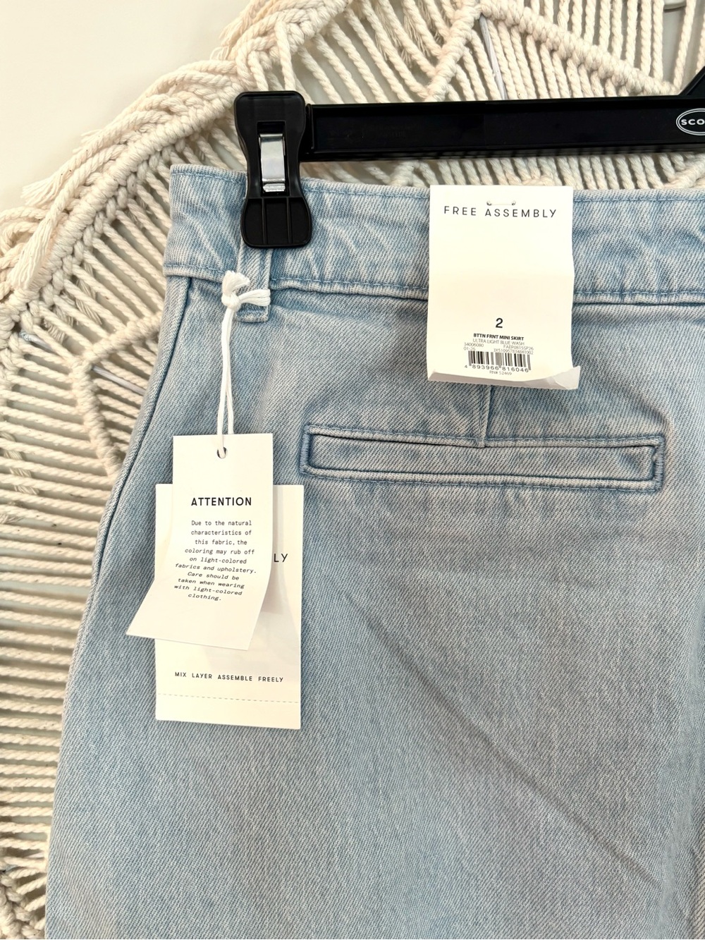 NWT Free Assembly Denim Button Front Mini Skirt Light Wash Gold Womens Size 2 - Picture 8 of 11